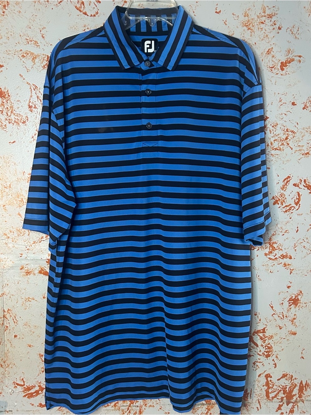 FootJoy Men’s Blue and Black Striped Golf Polo